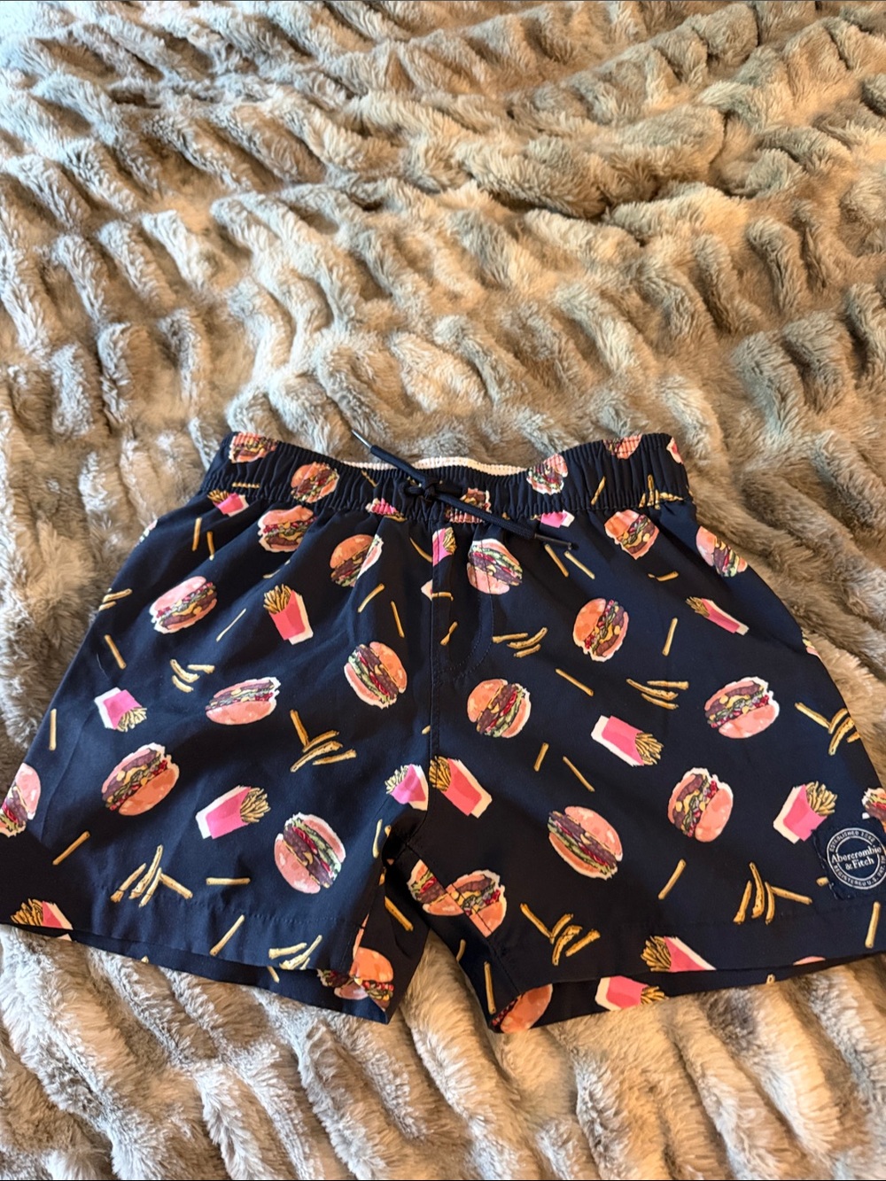 abercrombie kids Navy Novelty Burger & Fries Swim Shorts